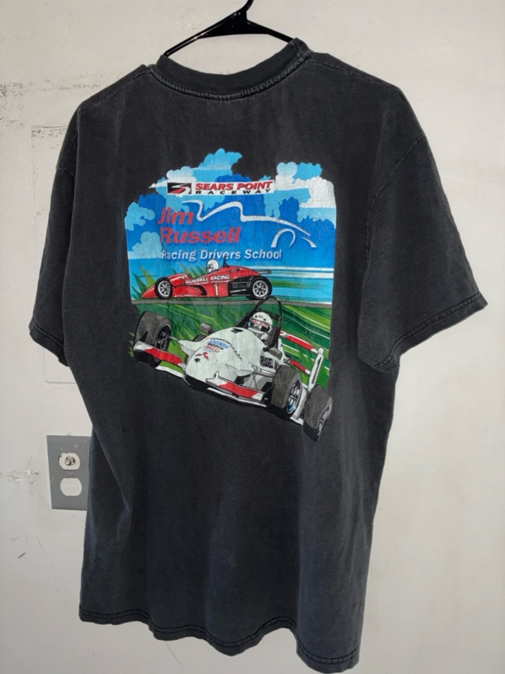 Vintage Jim Russell Racing Drivers School Tee XL Faded Black